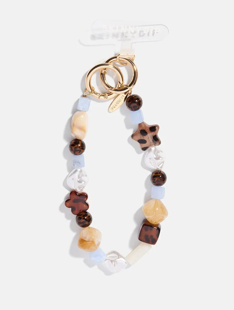 Tortoise Shell Blue Beaded Charm Strap sold by Skinnydip London