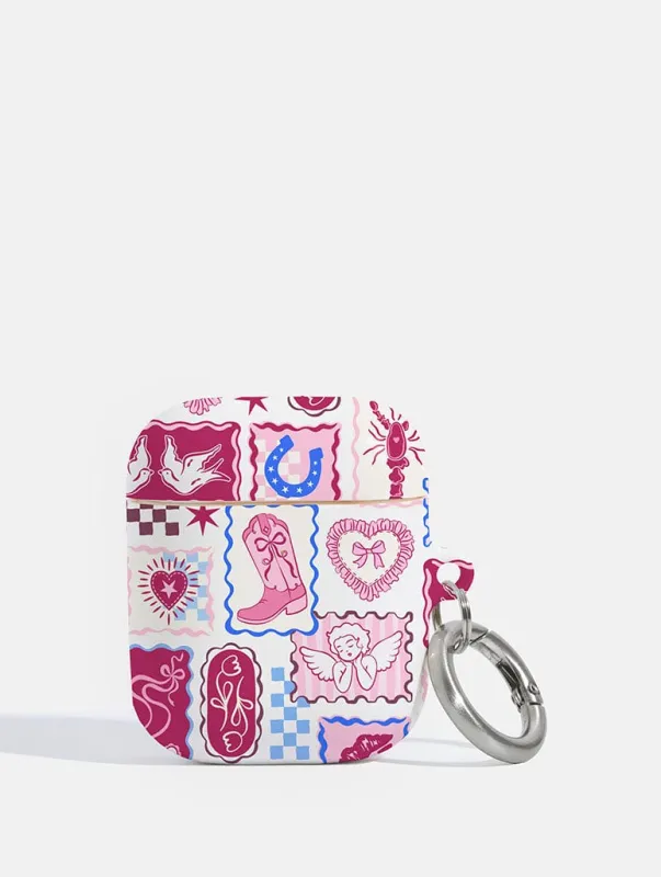 Burgundy Patchwork AirPods Case sold by Skinnydip London