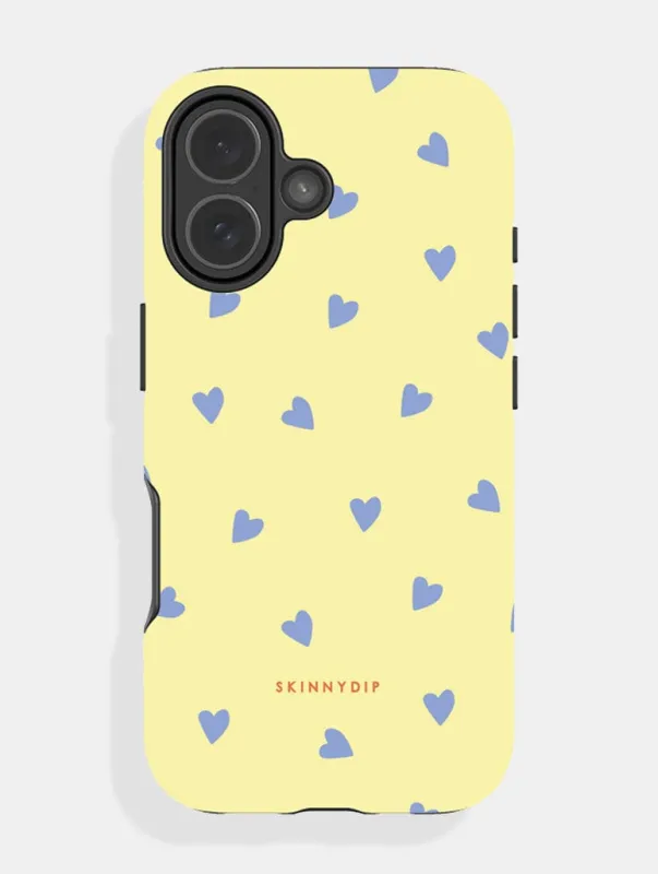 Yellow and Blue Ditsy Hearts Ultra Protective iPhone Case sold by Skinnydip London