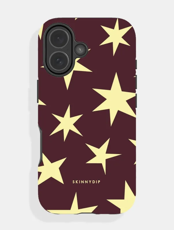 Maroon and Yellow Ditsy Star Ultra Protective iPhone Case sold by Skinnydip London