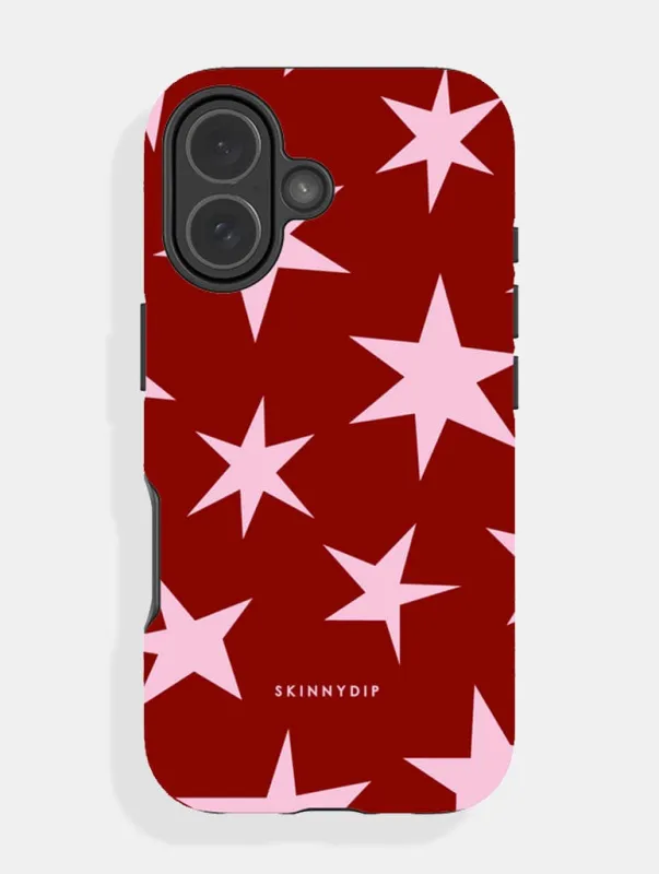 Red and Pink Ditsy Star Ultra Protective iPhone Case sold by Skinnydip London
