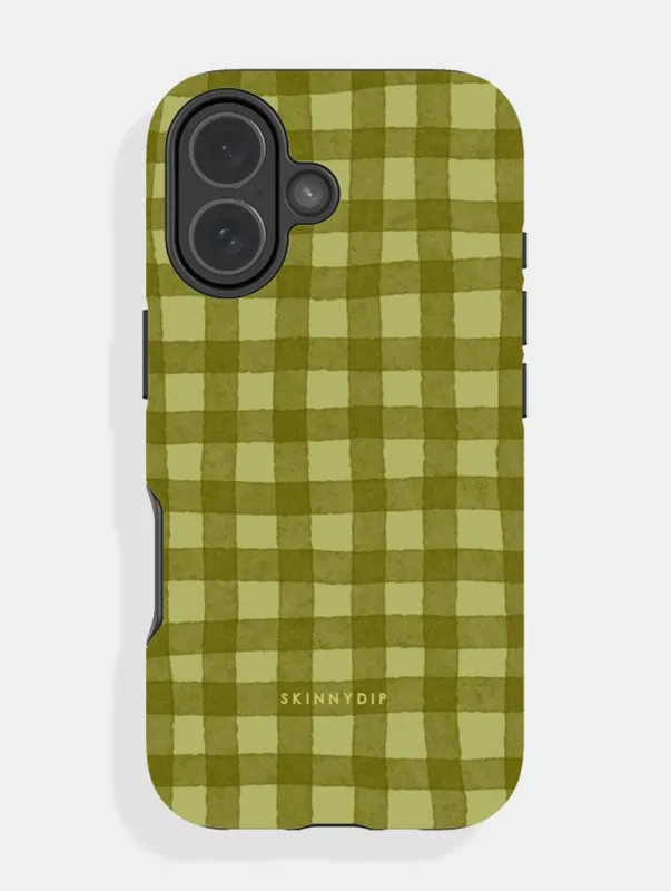 Dark Green Gingham Ultra Protective iPhone Case sold by Skinnydip London