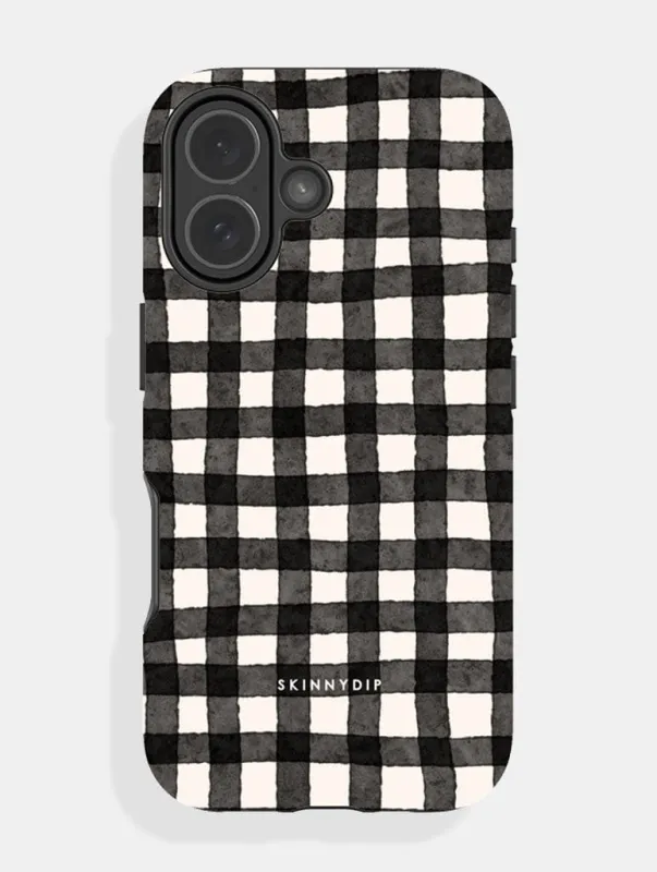 Black and White Gingham Ultra Protective iPhone Case sold by Skinnydip London