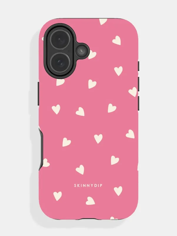 Pink and Cream Ditsy Hearts Ultra Protective iPhone Case sold by Skinnydip London