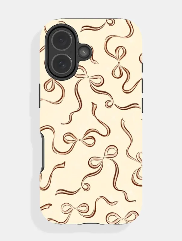 Beige and Brown Bows Ultra Protective iPhone Case sold by Skinnydip London