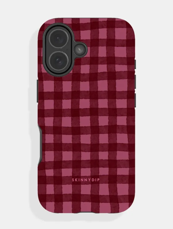 Burgundy Gingham Ultra Protective iPhone Case sold by Skinnydip London
