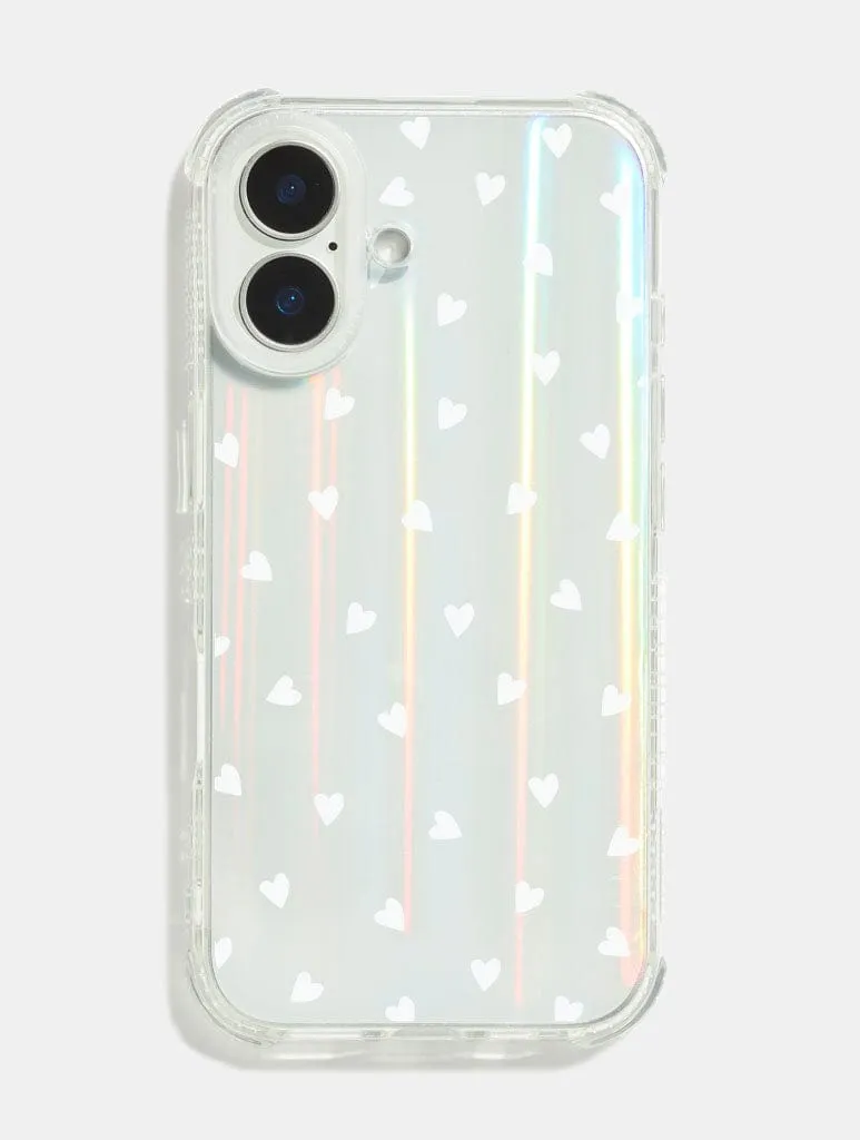 White Ditsy Hearts Holo Shock iPhone Case sold by Skinnydip London