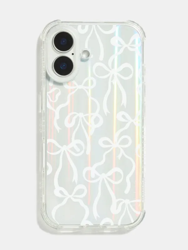 White Bows Holo Shock iPhone Case sold by Skinnydip London