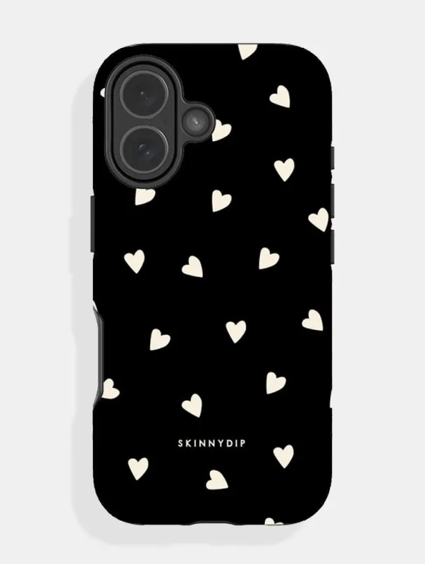 Black and Cream Ditsy Hearts Ultra Protective iPhone Case sold by Skinnydip London