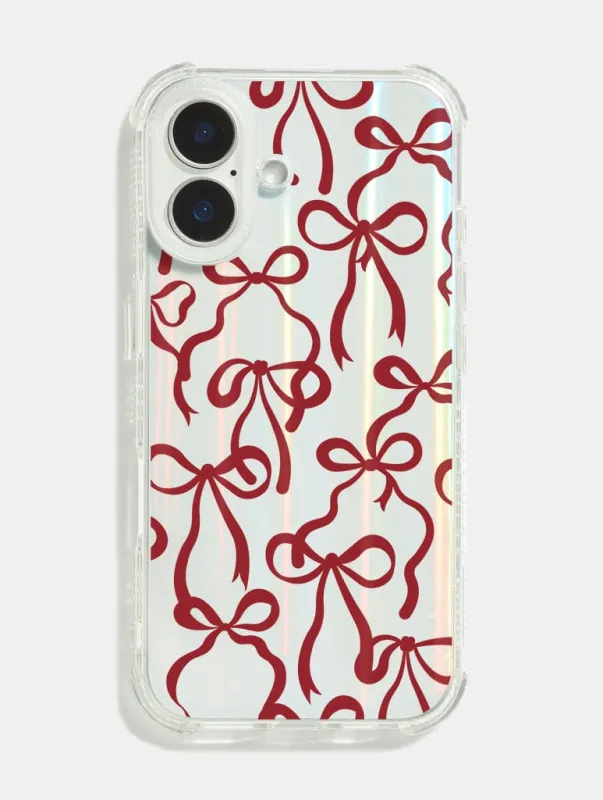 Burgundy Bows Shock iPhone Case made by Skinnydip London