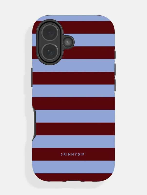 Maroon and Blue Stripes Ultra Protective iPhone Case sold by Skinnydip London
