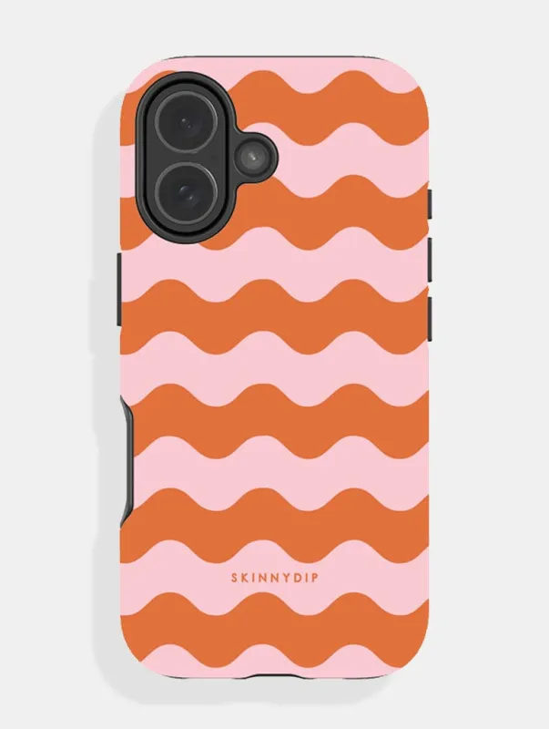 Orange and Pink Wavey Lines Ultra Protective iPhone Case sold by Skinnydip London