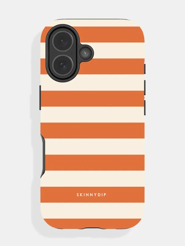 Orange and Cream Stripes Ultra Protective iPhone Case made by Skinnydip London