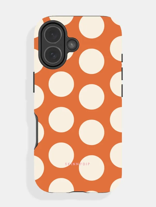 Orange and Cream Polka Dots Ultra Protective iPhone Case sold by Skinnydip London