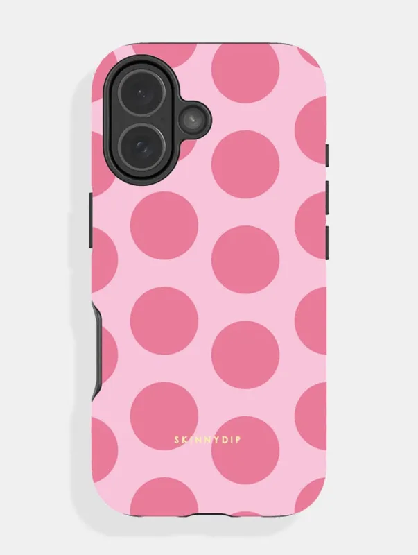 Pink Polka Dots Ultra Protective iPhone Case sold by Skinnydip London