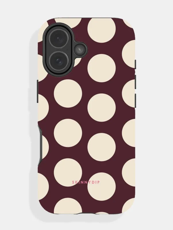 Maroon and Cream Polka Dots Ultra Protective iPhone Case sold by Skinnydip London