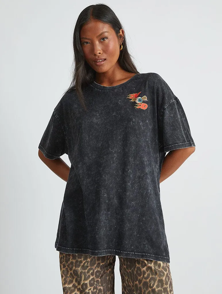 Von Dutch Sticker T-Shirt In Acid Wash sold by Skinnydip London product image thumbnail 2