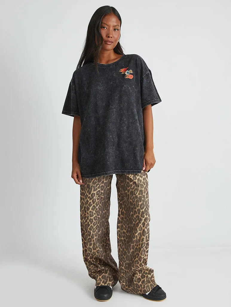 Von Dutch Sticker T-Shirt In Acid Wash sold by Skinnydip London product image thumbnail 5