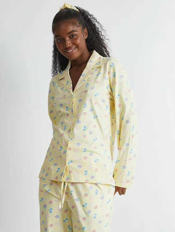 Yellow Ditsy Fruit Pyjama Set sold by Skinnydip London