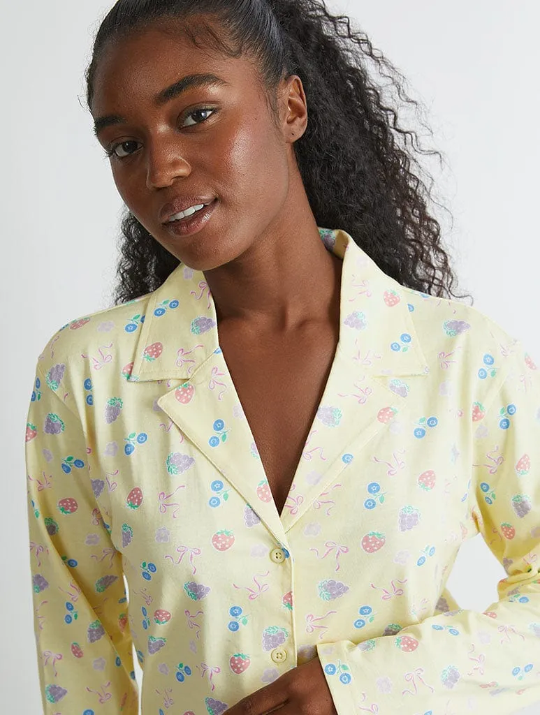 Yellow Ditsy Fruit Pyjama Set sold by Skinnydip London product image thumbnail 3
