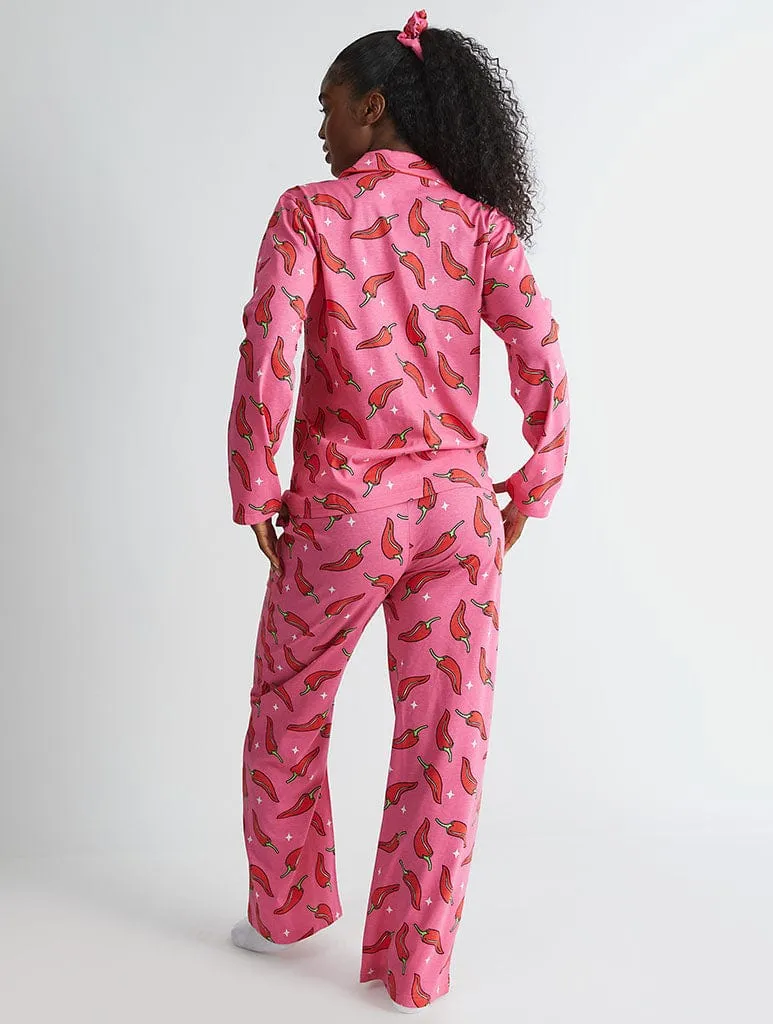 Chilli Sparkle Pyjama Set in Pink sold by Skinnydip London product image thumbnail 4