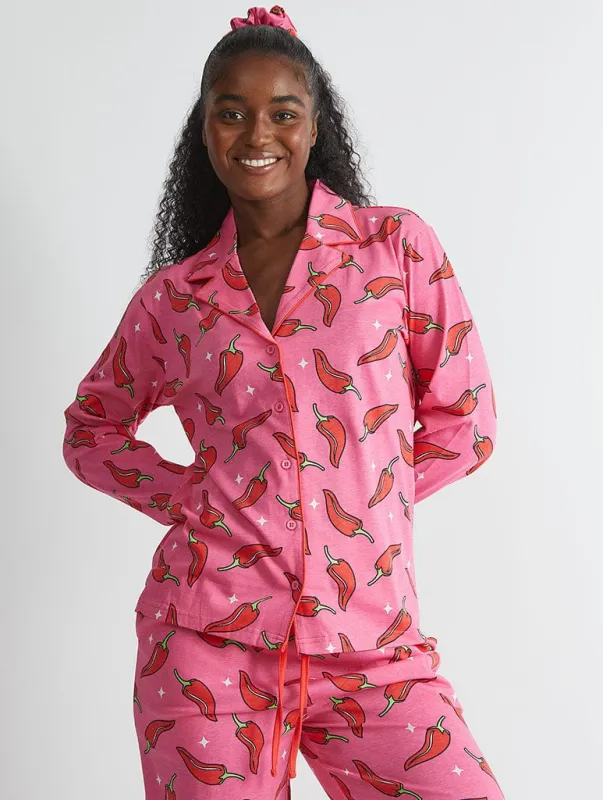 Chilli Sparkle Pyjama Set in Pink sold by Skinnydip London