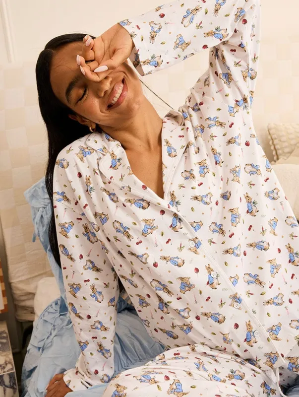 Peter Rabbit x Skinnydip Pyjama Set in Ecru sold by Skinnydip London