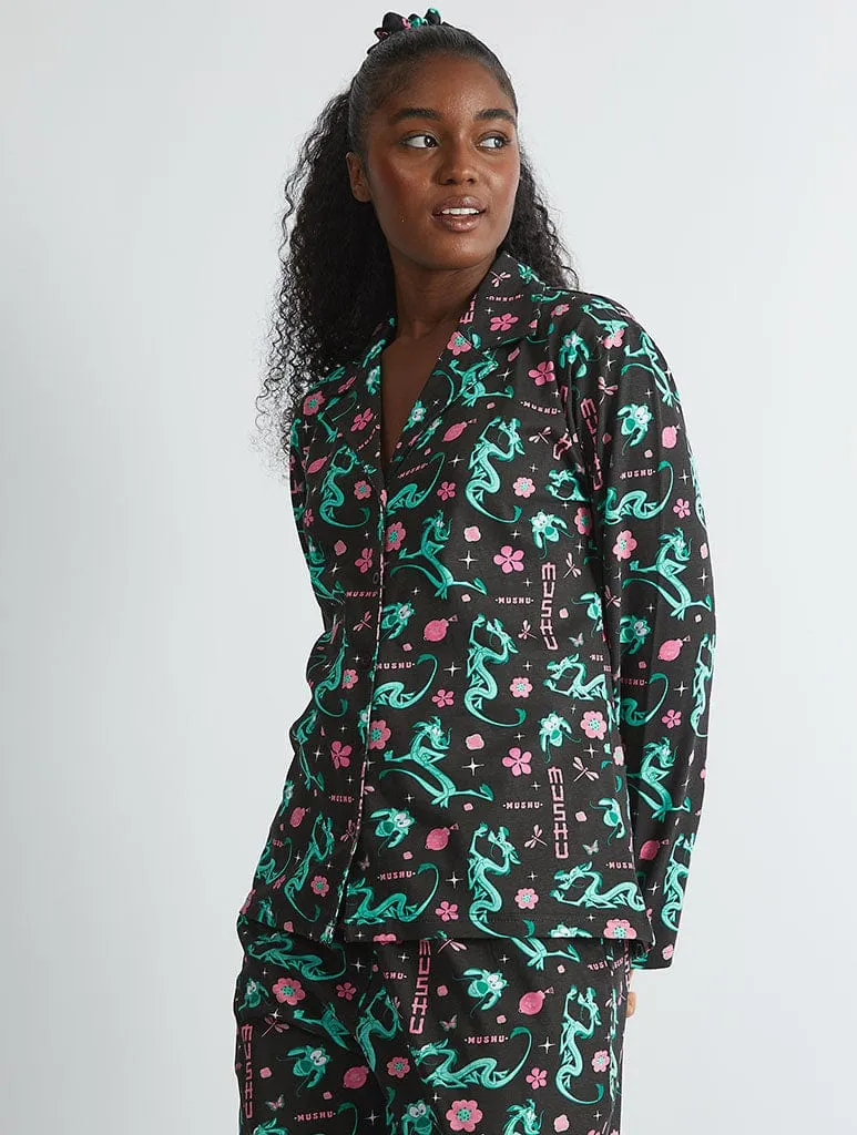 Disney Mushu Pyjama Set in Black sold by Skinnydip London