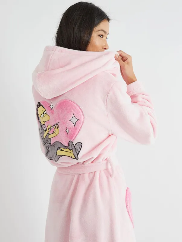 The Simpsons x Skinnydip Dressing Gown in Pink sold by Skinnydip London