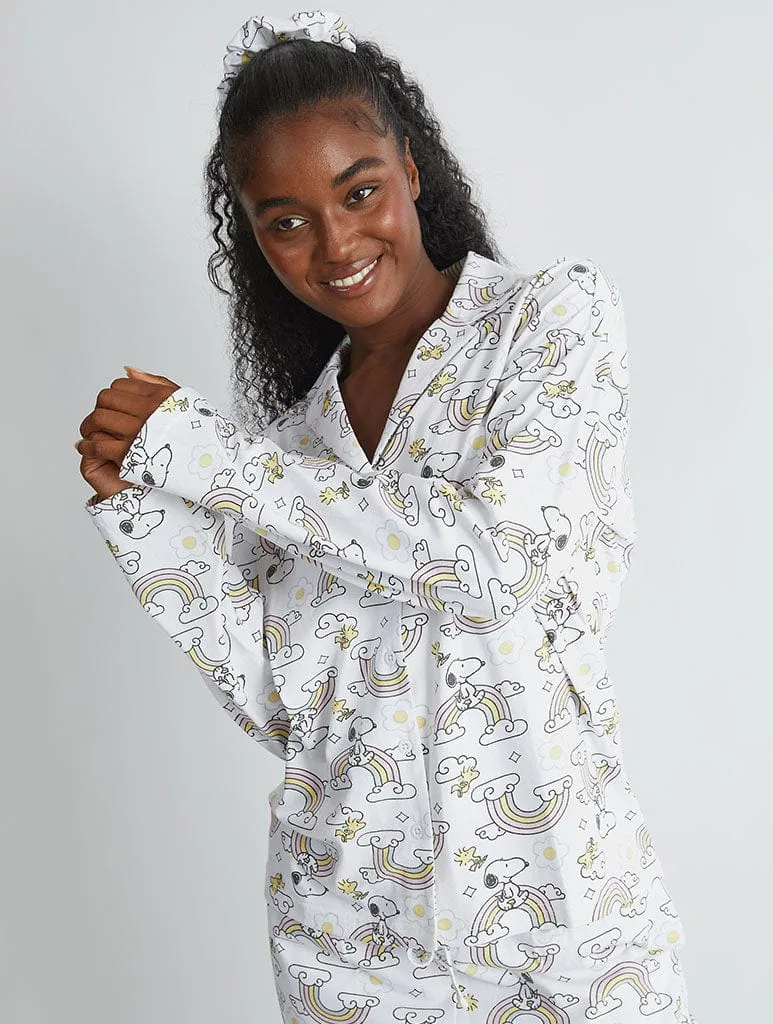 Peanuts x Skinnydip Snoopy Rainbow Print Pyjama Set in Ecru sold by Skinnydip London product image thumbnail 2