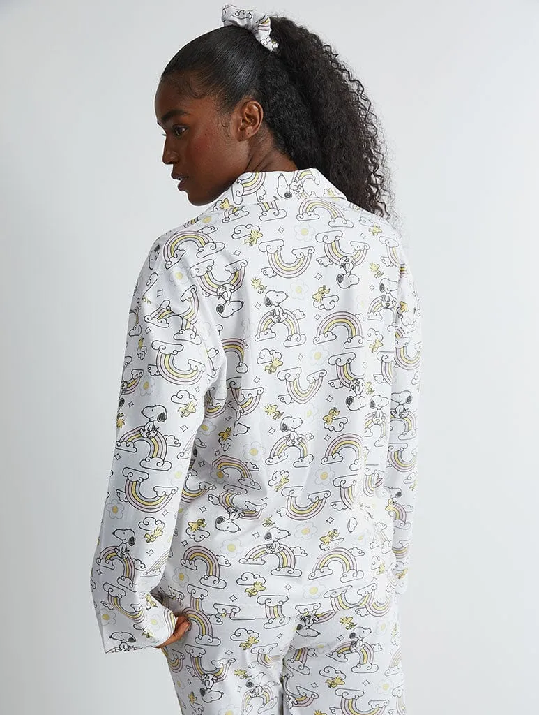 Peanuts x Skinnydip Snoopy Rainbow Print Pyjama Set in Ecru sold by Skinnydip London product image thumbnail 5