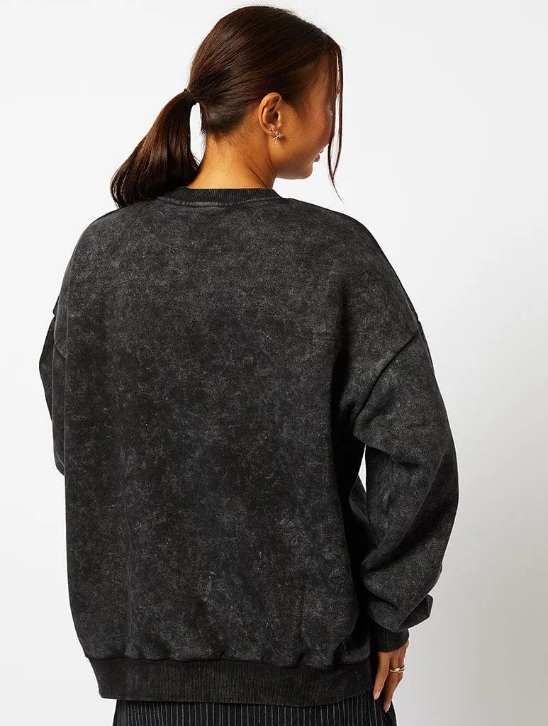 Peanuts x Skinnydip Snoopy Ski Club Sweatshirt in Acid Wash sold by Skinnydip London product image thumbnail 2