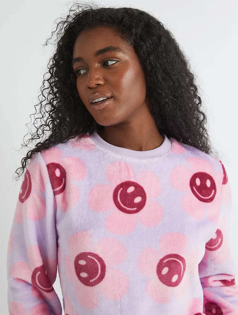 Happy Flower Lilac Twosie Fleece Pyjama Set sold by Skinnydip London product image thumbnail 3