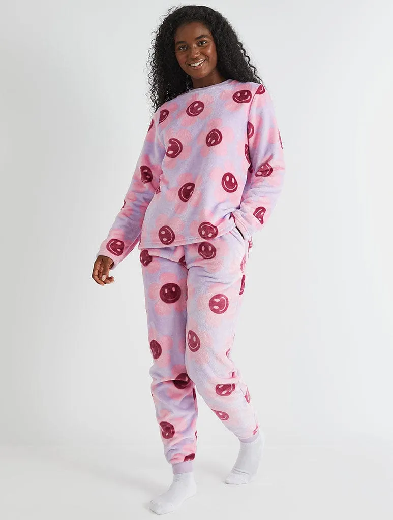 Happy Flower Lilac Twosie Fleece Pyjama Set sold by Skinnydip London product image thumbnail 2
