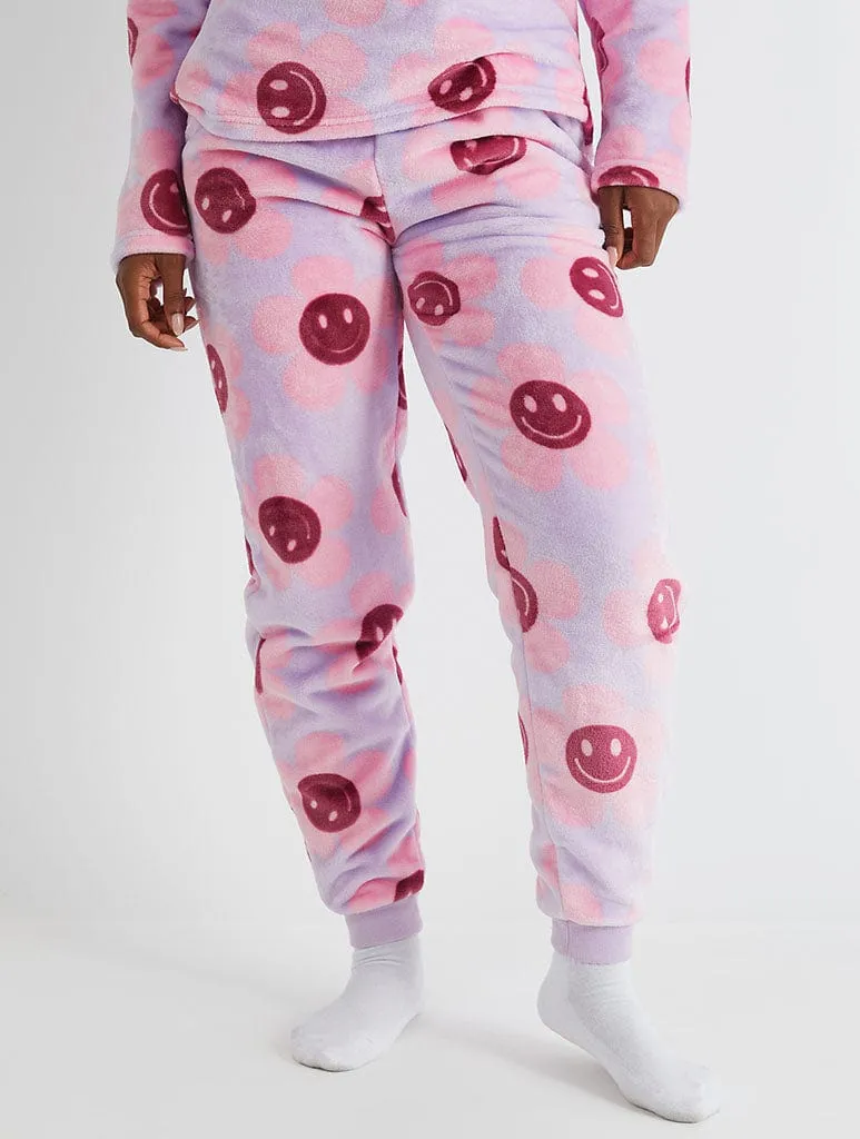 Happy Flower Lilac Twosie Fleece Pyjama Set sold by Skinnydip London product image thumbnail 4