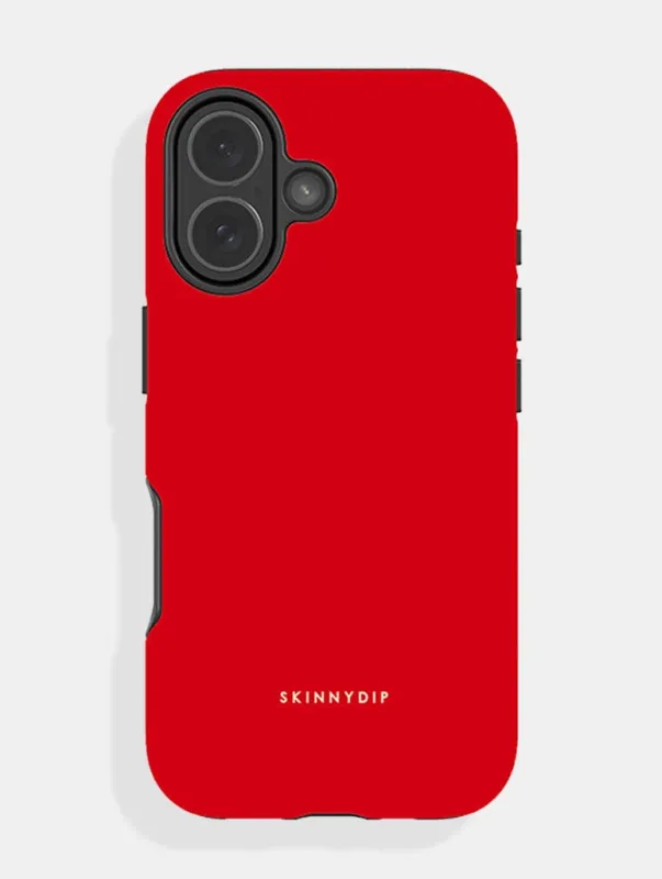 Red with Cream Solid Colour Ultra Protective iPhone Case sold by Skinnydip London