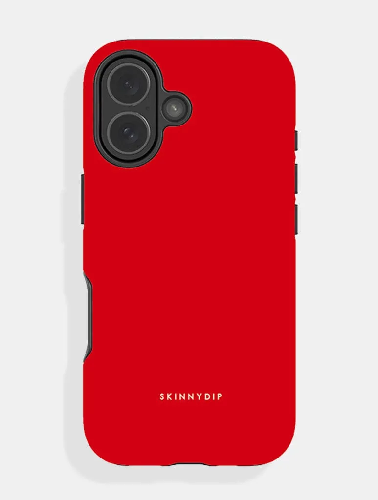 Red with Cream Solid Colour Ultra Protective iPhone Case sold by Skinnydip London