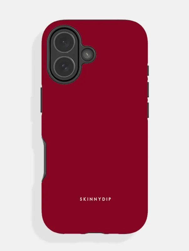 Burgundy with Pink Solid Colour Ultra Protective iPhone Case sold by Skinnydip London