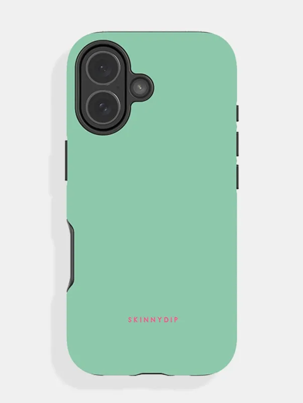 Mint with Fuchsia Solid Colour Ultra Protective iPhone Case sold by Skinnydip London