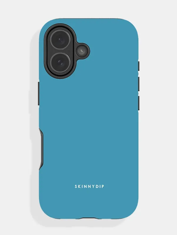 Blue with Cream Solid Colour Ultra Protective iPhone Case sold by Skinnydip London