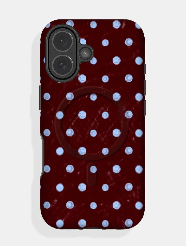 Blue and Brown Painted Polka Dot MagSafe Ultra Protective iPhone Case sold by Skinnydip London