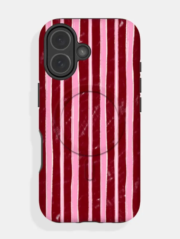 Pink and Burgundy Sketchy Stripes MagSafe Ultra Protective iPhone Case sold by Skinnydip London