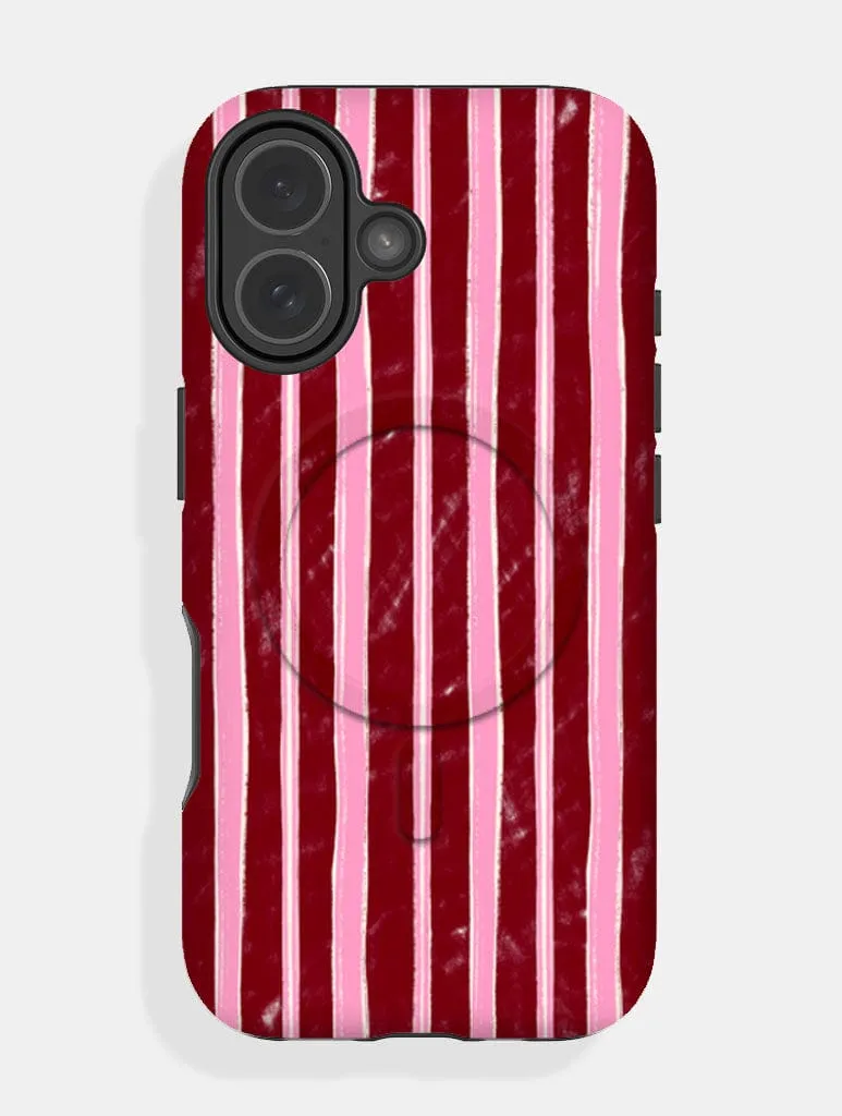 Pink and Burgundy Sketchy Stripes MagSafe Ultra Protective iPhone Case sold by Skinnydip London