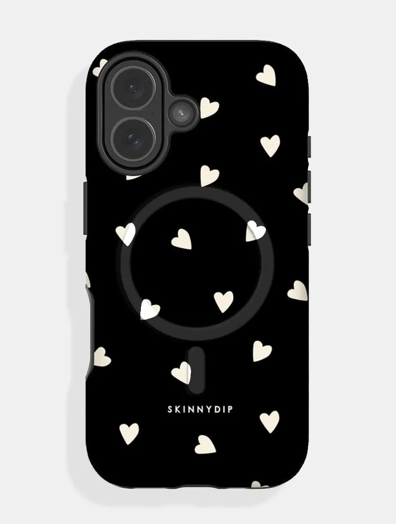Black and Cream Ditsy Hearts MagSafe Ultra Protective iPhone Case sold by Skinnydip London