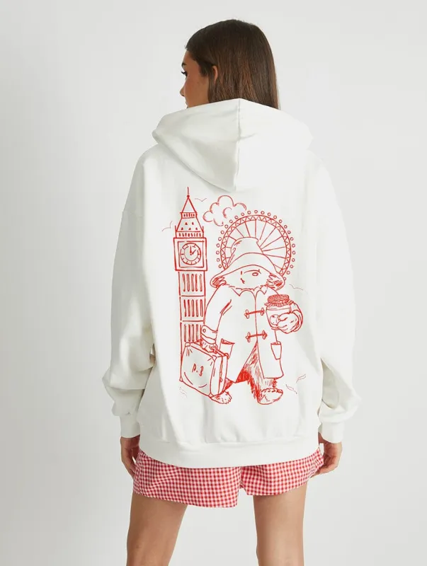 Paddington x Skinnydip London Varsity Hoodie In White sold by Skinnydip London