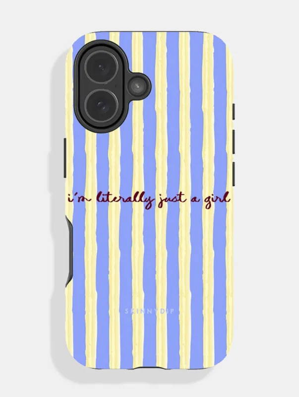 Literally Just a Girl Stripey Quote Ultra Protective iPhone Case sold by Skinnydip London