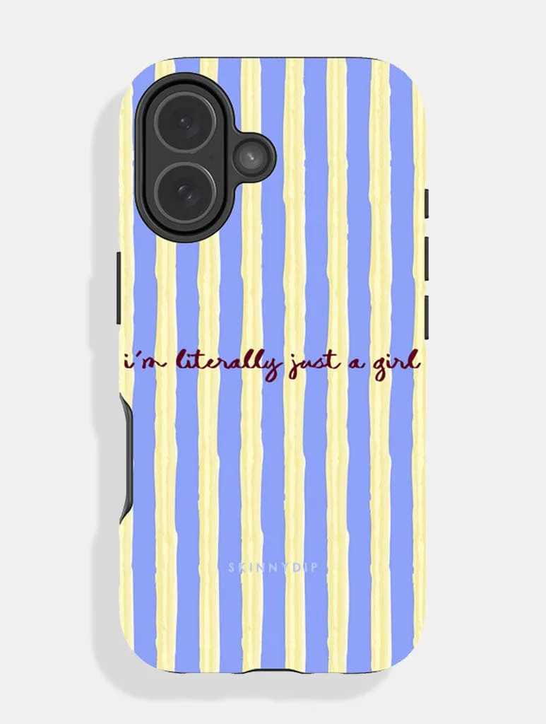Literally Just a Girl Stripey Quote Ultra Protective iPhone Case sold by Skinnydip London