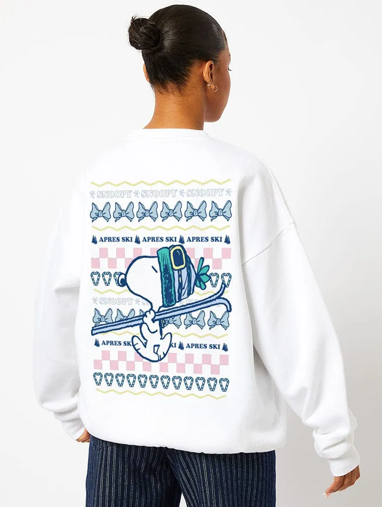 Peanuts x Skinnydip Snoopy Christmas Pattern Sweatshirt in Ecru sold by Skinnydip London