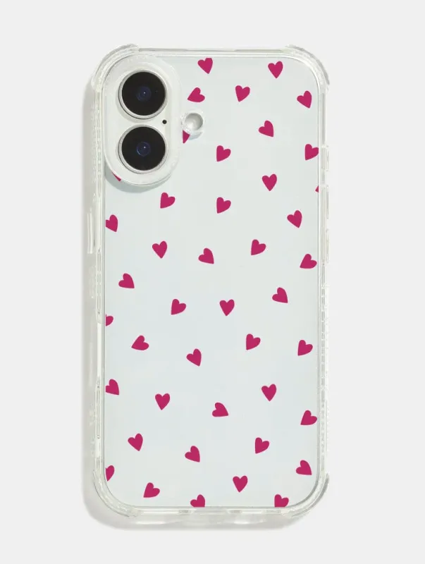 Burgundy Ditsy Hearts Shock iPhone Case sold by Skinnydip London