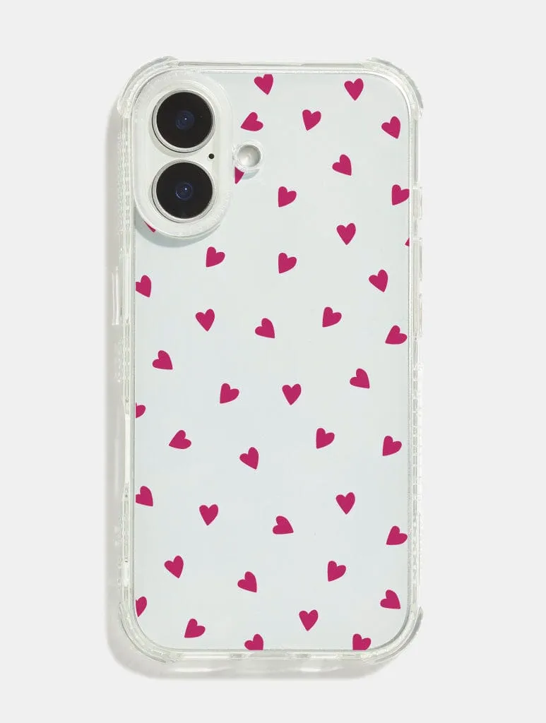 Burgundy Ditsy Hearts Shock iPhone Case sold by Skinnydip London
